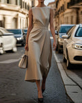 Sleeveless Solid Color Dress