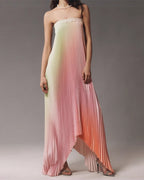 Gradient Strapless Pleated Dress