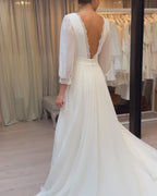 V-Neck Fitted Waist Solid Color Dress