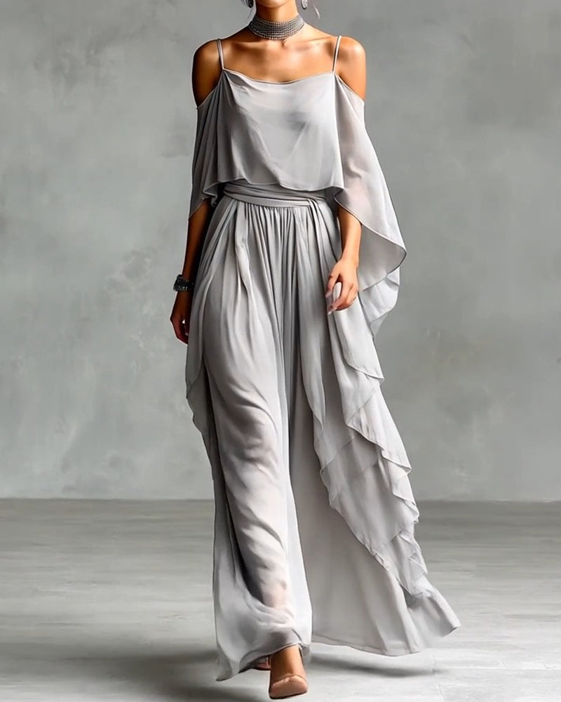 Elegant Solid Color Flowing Dress