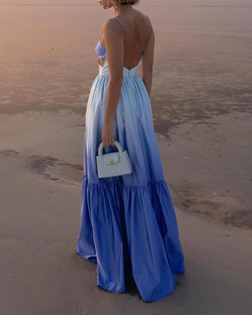 Sleeveless Gradient Long Dress