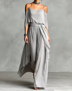 Elegant Solid Color Flowing Dress
