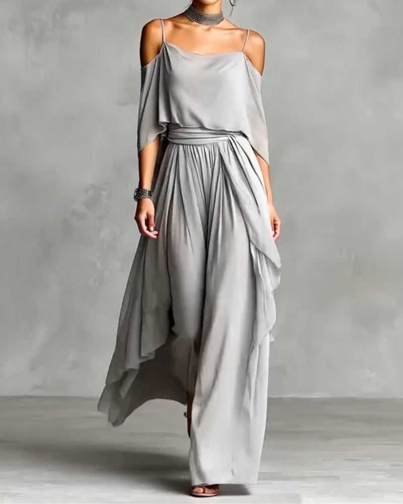 Elegant Solid Color Flowing Dress