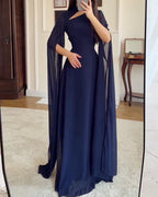 Elegant Shawl-Style Openwork Solid Color Dress