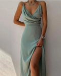 Strappy V-Neck Slit Dress