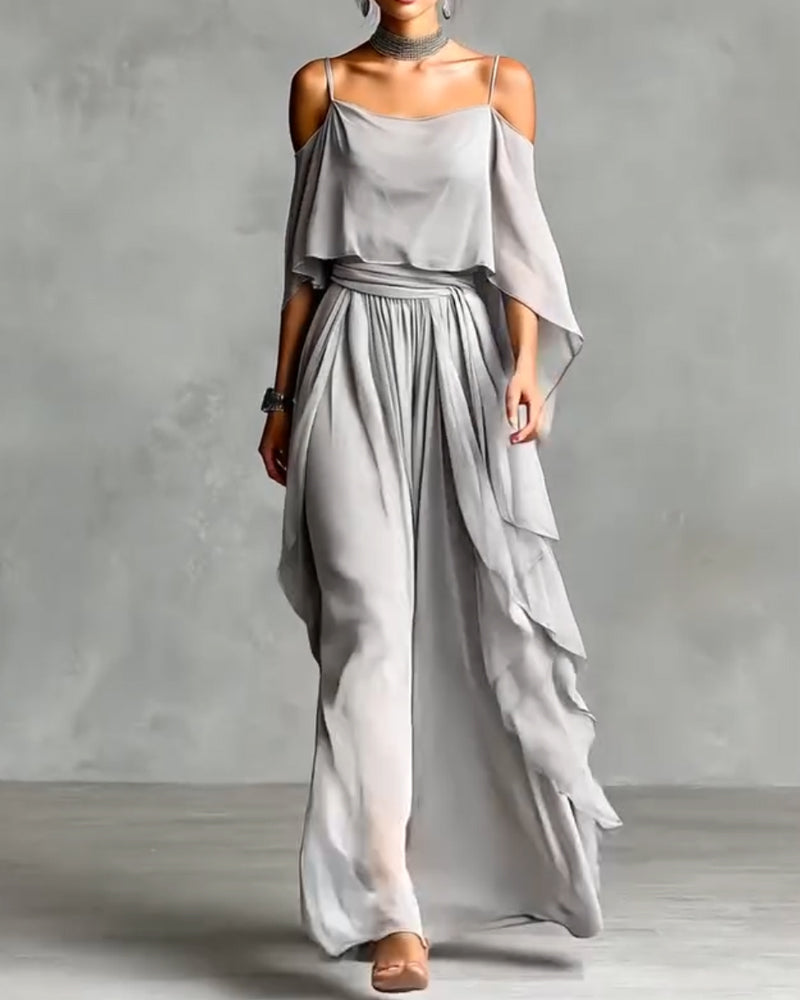 Elegant Solid Color Flowing Dress