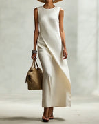 Sleeveless Loose-Fitting Casual Solid Color Dress