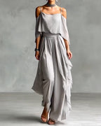 Elegant Solid Color Flowing Dress