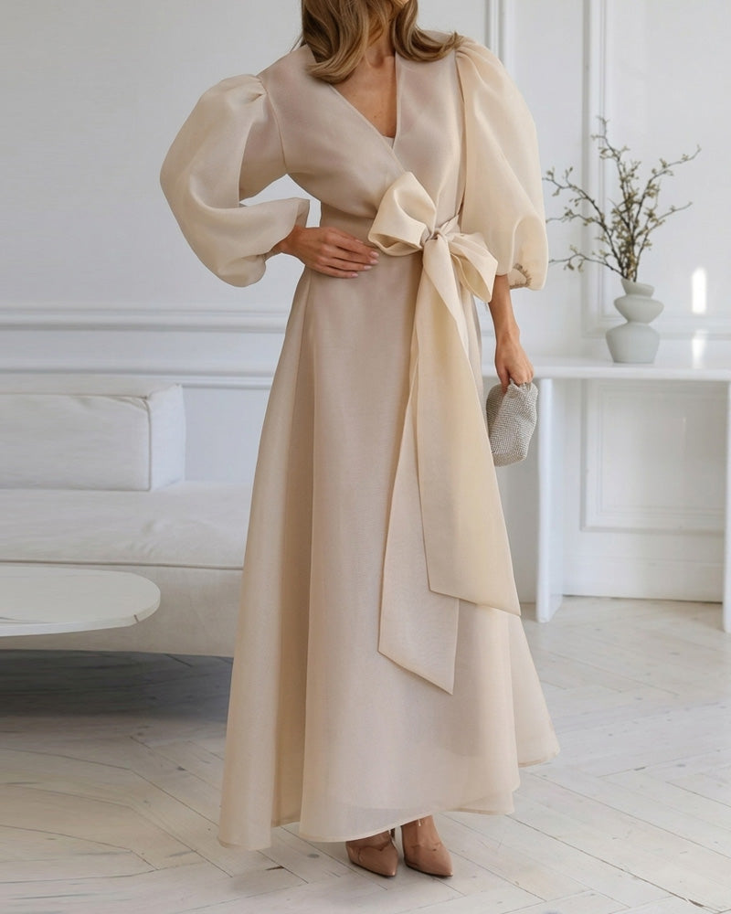 Elegant Organza Solid Color Dress
