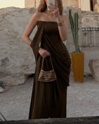 Elegant One-Shoulder Solid Color Dress