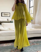 Chiffon See-Through Solid Color Dress