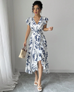Vacation Short-Sleeved A-Line Printed Dress
