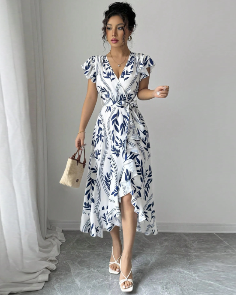 Vacation Short-Sleeved A-Line Printed Dress