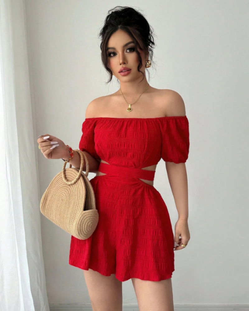 Hollow-Out Bow Dress
