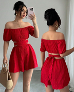 Hollow-Out Bow Dress