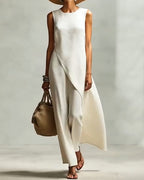 Sleeveless Loose-Fitting Casual Solid Color Dress