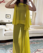 Chiffon See-Through Solid Color Dress