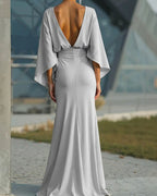 Elegant Backless Ruched Maxi Dress