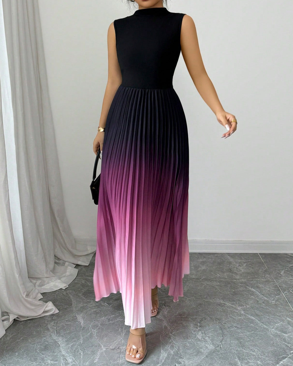 Round Neck Sleeveless Gradient Dress