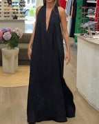 Sleeveless Solid Color Loose Dress