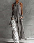 Sleeveless Loose-Fitting Color-Blocked Casual Dress