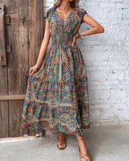 Bohemian Style Full Skirt Dress