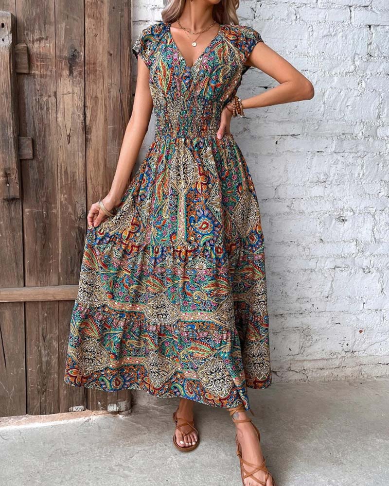Bohemian Style Full Skirt Dress