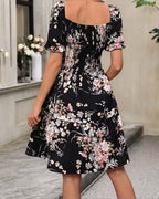 Square Neckline Ruffled Sleeve Resort Dress
