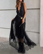 V-Neck Loose Backless Long Dress