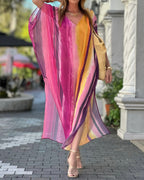 V-Neck Printed Loose Dress