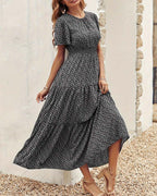 Floral Print Fitted Waist Dress