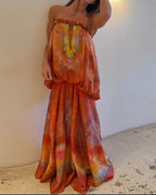 Sleeveless Strapless Printed Dress