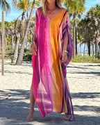 V-Neck Printed Loose Dress