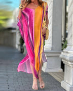 V-Neck Printed Loose Dress