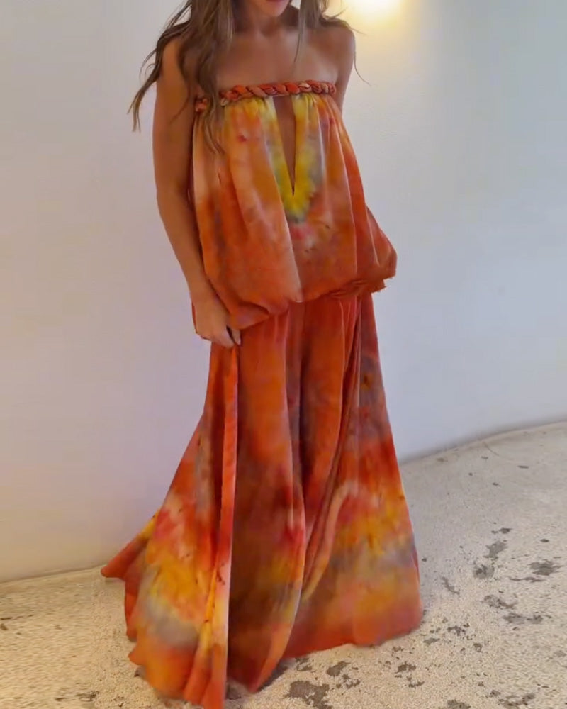 Sleeveless Strapless Printed Dress
