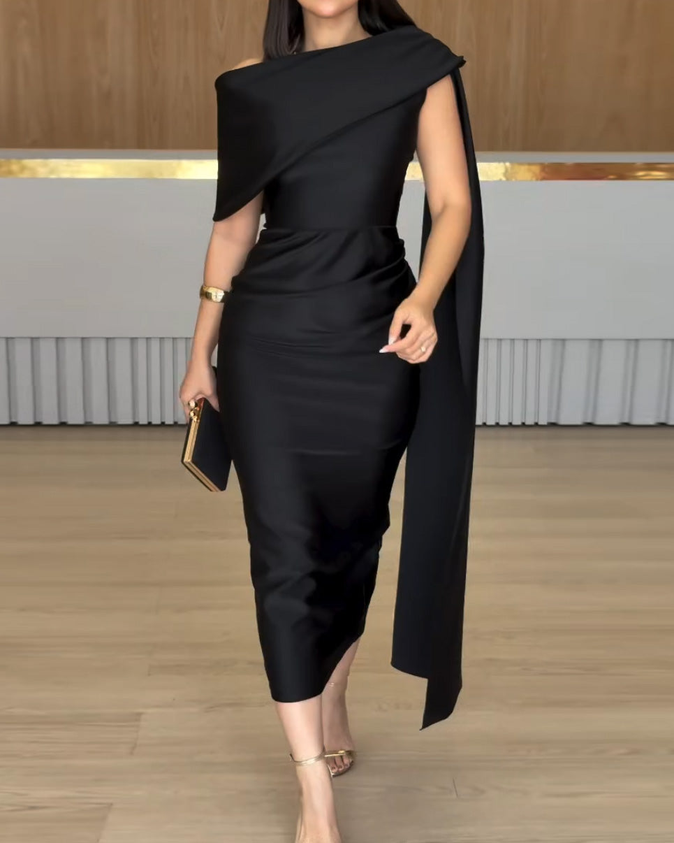 Elegant Single-Layer Solid Color Dress