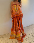 Sleeveless Strapless Printed Dress