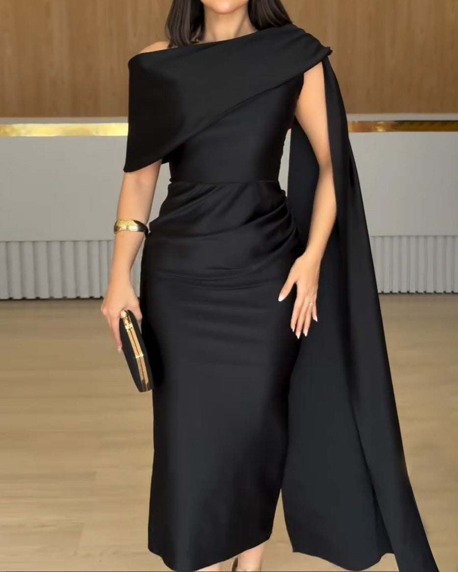 Elegant Single-Layer Solid Color Dress