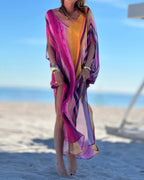 V-Neck Printed Loose Dress