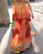 Sleeveless Strapless Printed Dress