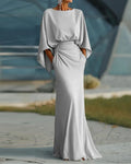 Elegant Backless Ruched Maxi Dress