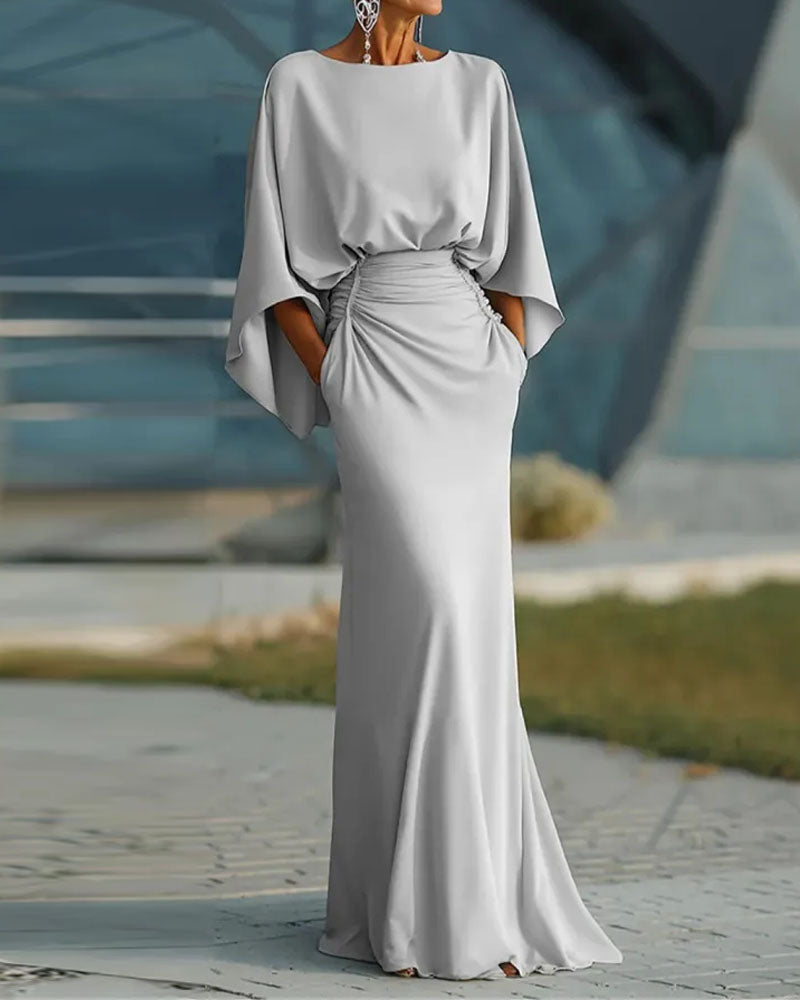 Elegant Backless Ruched Maxi Dress