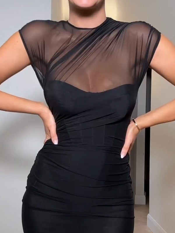 Elegant solid color sleeveless dress