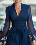 V-Neck Chiffon Printed Dress