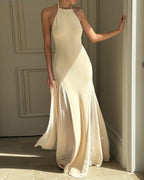 Elegant Solid Color Patchwork Dress