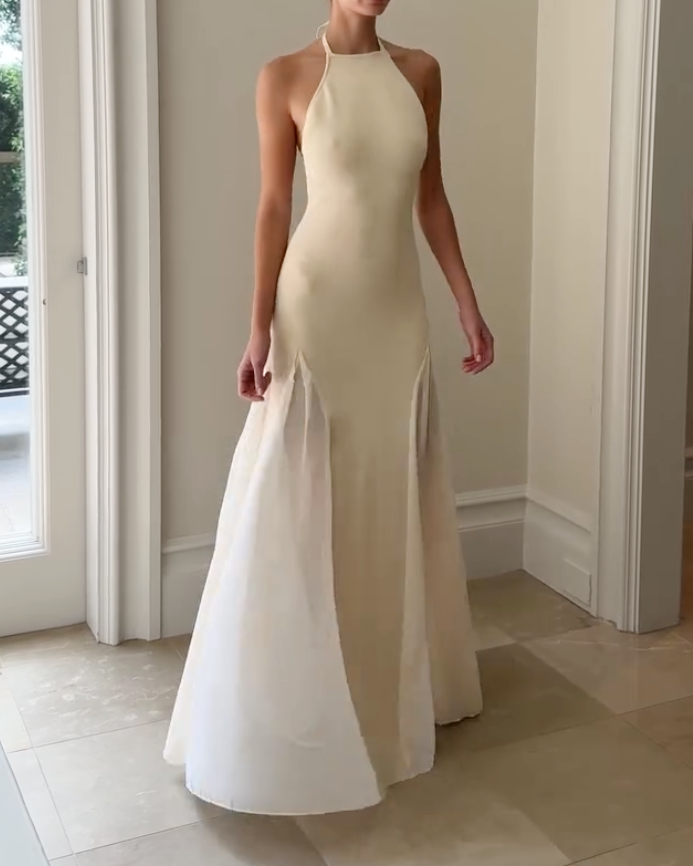 Elegant Solid Color Patchwork Dress