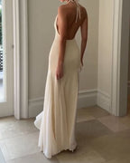 Elegant Solid Color Patchwork Dress