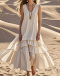 Loose-Fitting Sleeveless Dress With A Full Skirt