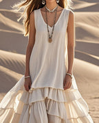Loose-Fitting Sleeveless Dress With A Full Skirt