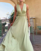 Elegant Cross-Strap Solid Color Dress